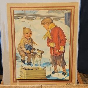 Vintage Winter Scene Illustration Wall Calender - 1941